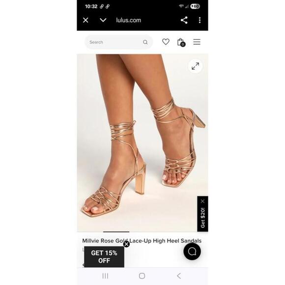 Lulus Gold Sandals Strappy 4" Heels Size 6.5 - Picture 1 of 8
